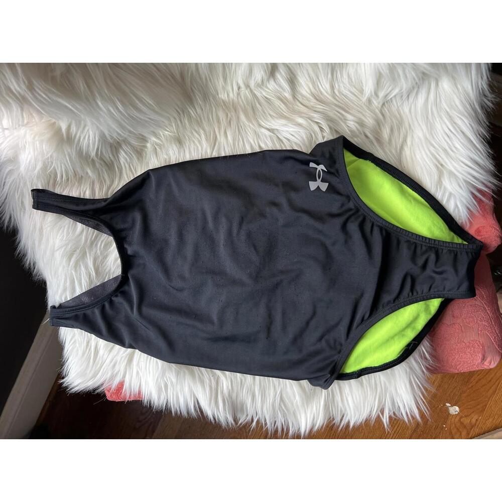 Under Armour Black and Neon Green One-Piece Swimsuit